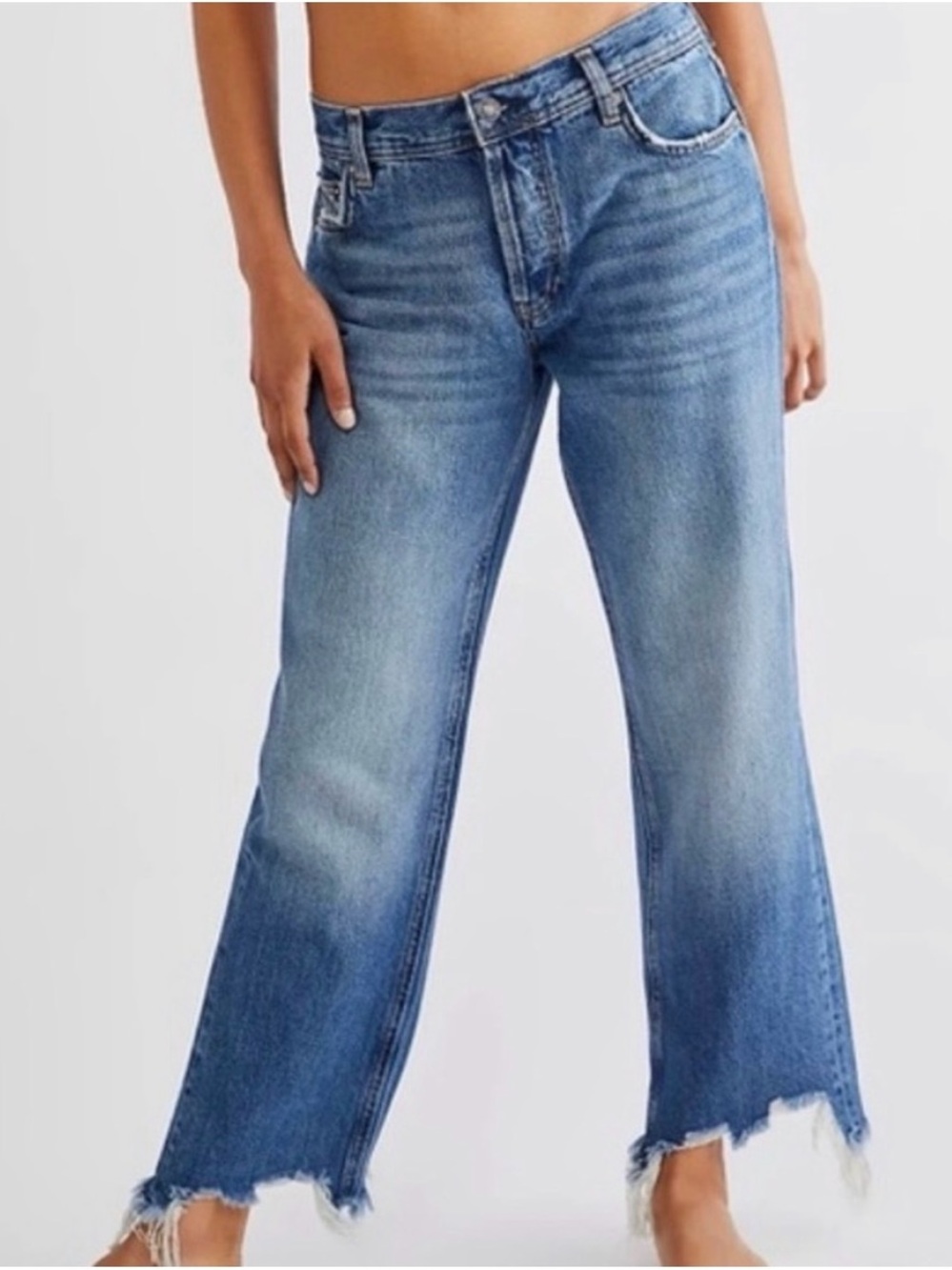 We the Free | Maggie cropped ankle frayed raw hem denim jeans Women’s size 29